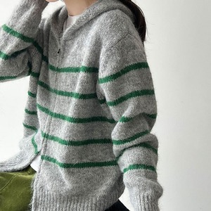 border zip-up knit cardigan J00105