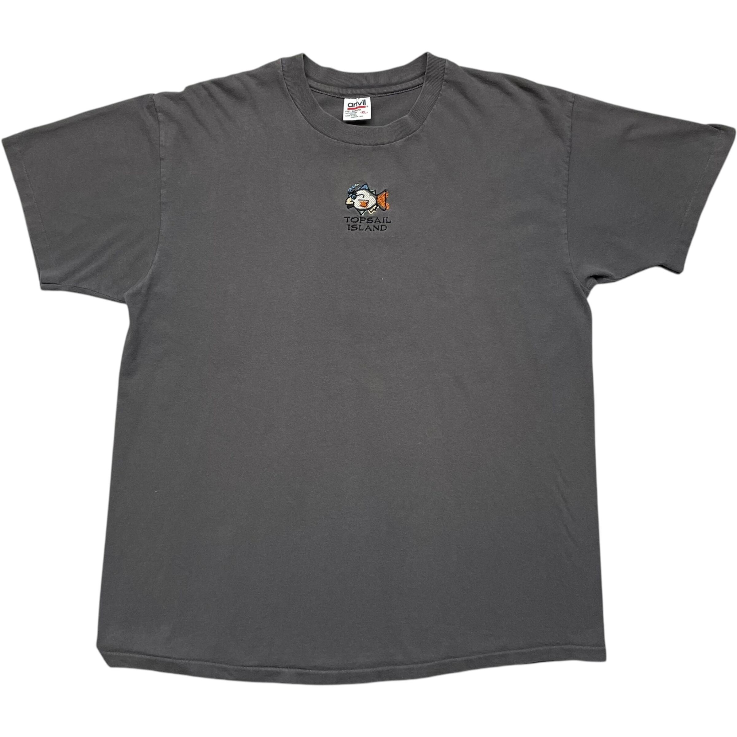 《XL》 anvil アンヴィル Tシャツ トップセール島 刺繍 ワンポイント シングルステッチ USA製 90年代 vintage no.7127