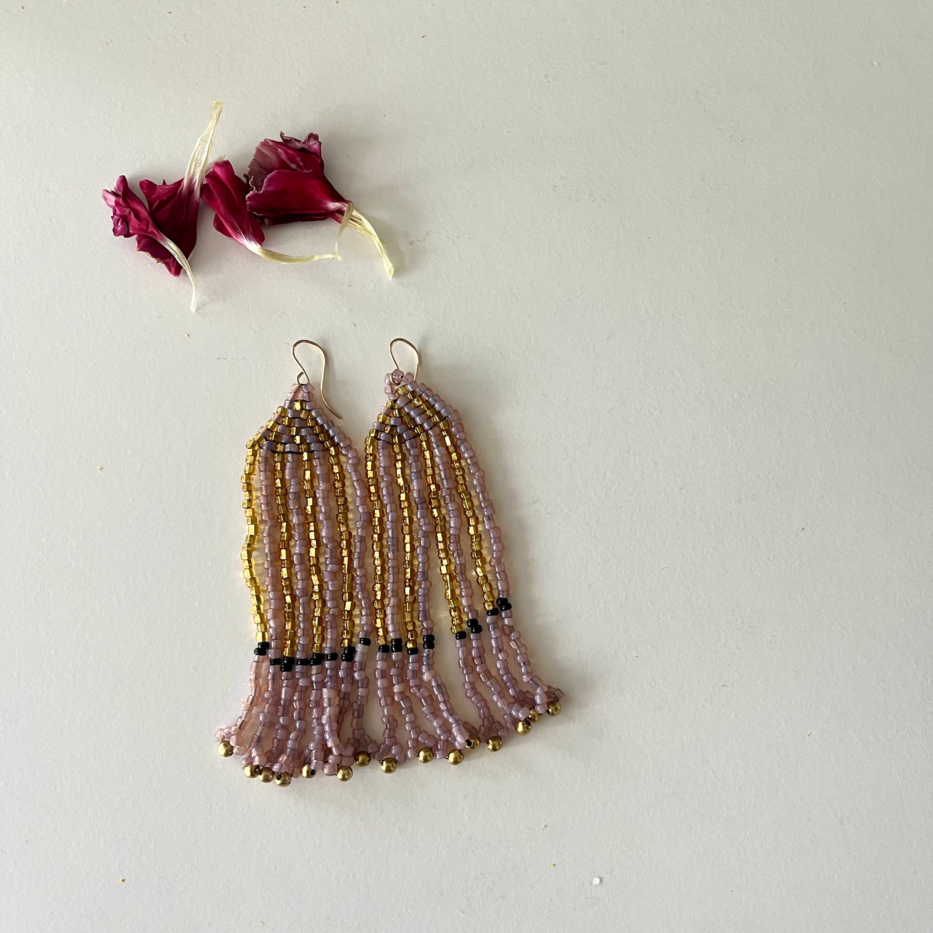 ピアス#pink × gold stripes