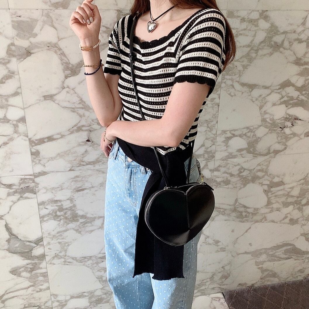 Border ribbon knit / black (7月中旬頃発送予定)