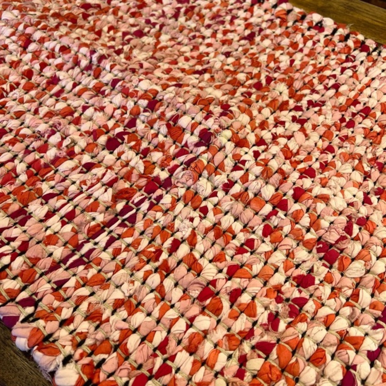 TOPANGA Homefurnishing　Recycle Cloth Rug Pink　50×80cm　リサイクルクロスラグ　ピンク　玄関マット　ベッド　ラグマット　リビング　玄関　椅子　サイドテーブル　コットン
