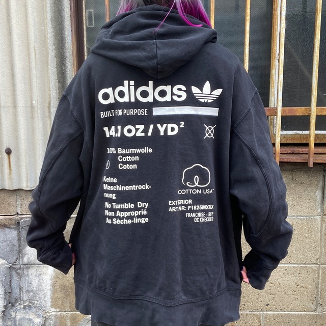 ビッグサイズ adidas アディダス バックプリント フルジップパーカー 