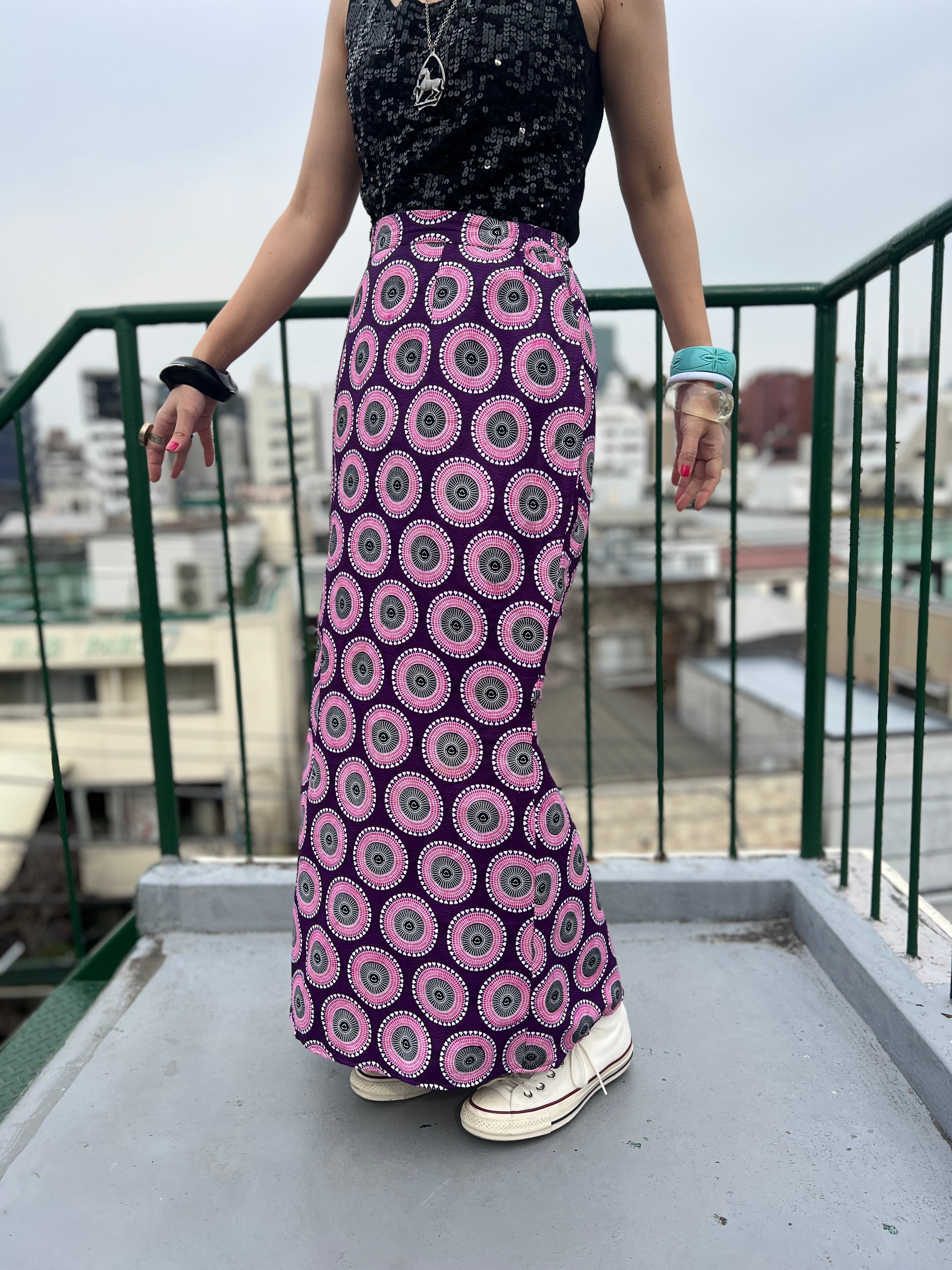 Vintage african batik cotton Heart skirt ( ヴィンテージ