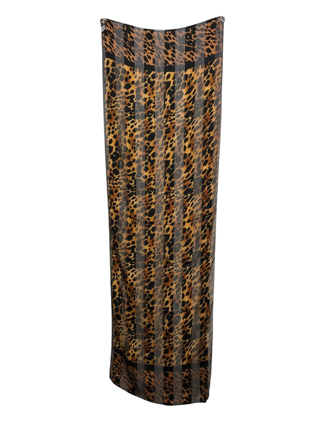 Yves Saint Laurent イヴ・サンローラン レオパード スカーフ ブラック ブラウン シルク vintage ヴィンテージ オールド 2ttmtp