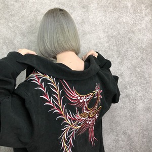 “刺繍”-bird-motif-zip-jacket