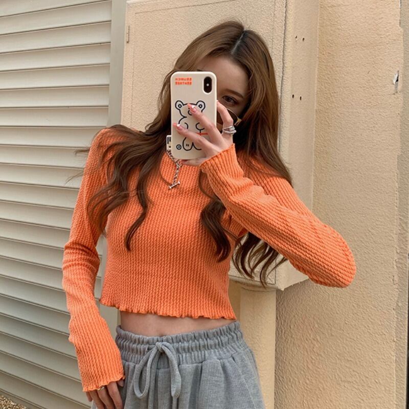 Tシャツ シャツ スプリングスタイルクロップドショートトップス スリム ロング 春物 YY-ファッション49046513010