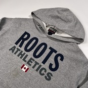 カナダ製 ROOTS ルーツ ビッグロゴ プリント スウェット パーカー サイズ L /グレー/メンズ/ビンテージ