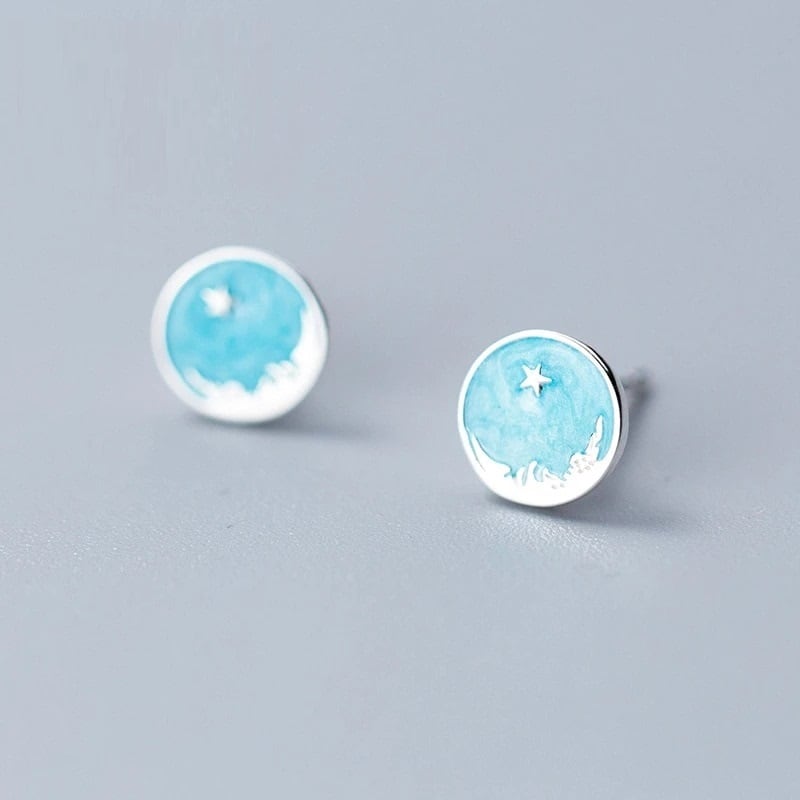 水色の星空★スタッドピアス