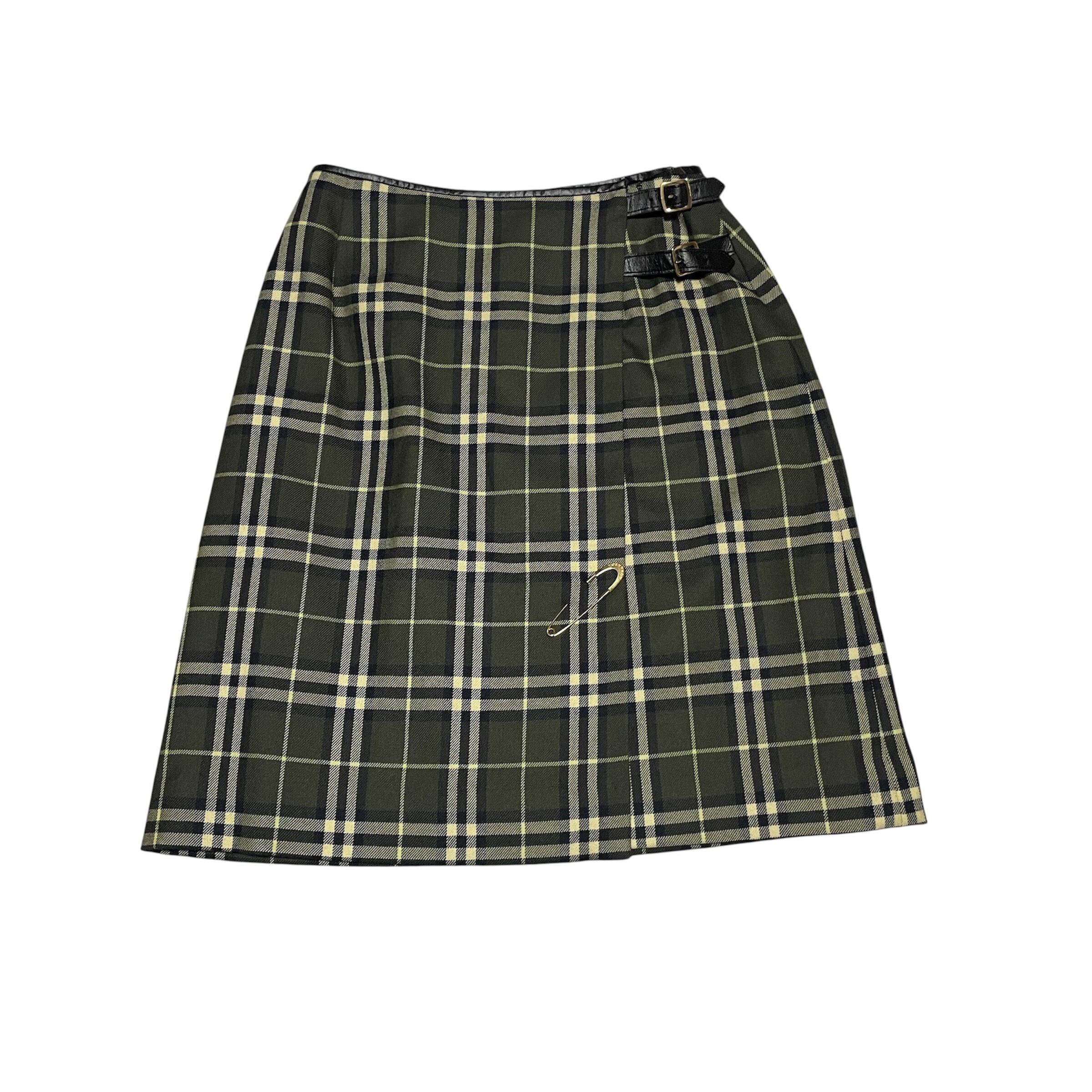 Burberry バーバリー グリーンチェック プリーツスカート ロール