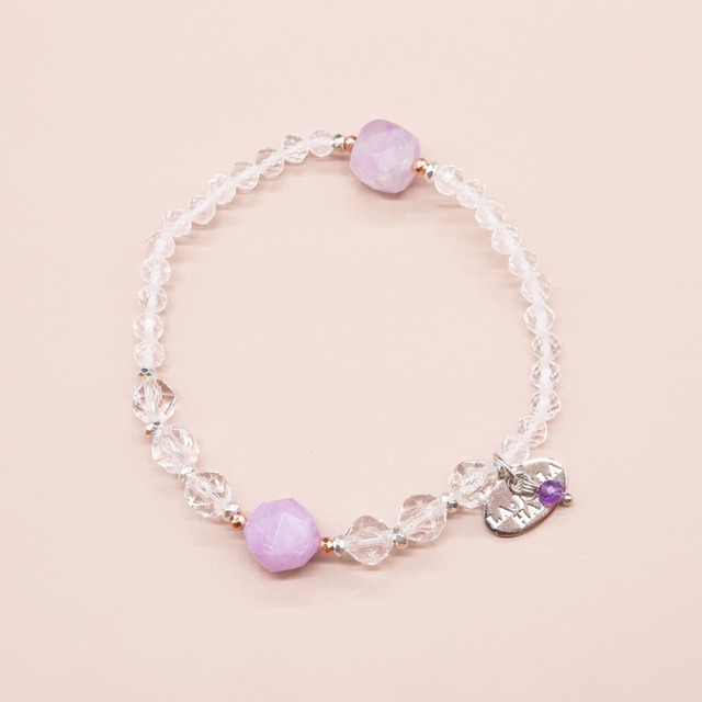 【Lovely Zoo】マザーオブパール×コーラル×クラック水晶 ブレスレット