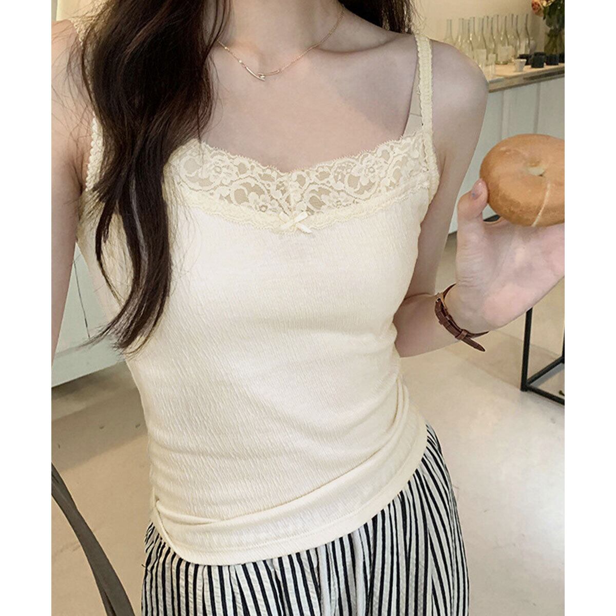 カップ付き キャミソール インナー レディース 春夏 韓国 きれいめ 大人 かわいい レース ブラキャミ 肌見せ 見せインナー カジュアル おしゃれ 重ね着 レイヤード 大人可愛い 大人女子
