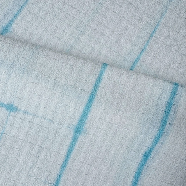 【帯揚げ】白×空色　板締め絞り　絽　帯揚げ №240404⑱