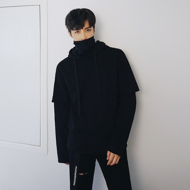 Turtle Neck Layered Hoodie_M211123