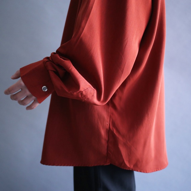 "刺繍" fly-front minimal design loose terracotta shirt