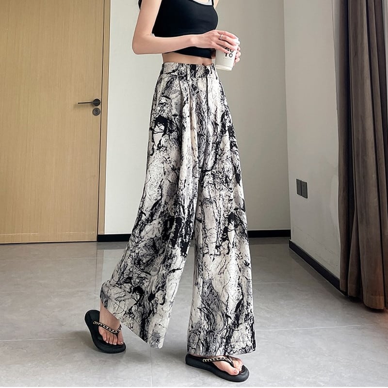 tie-dyed design wide pants 10829