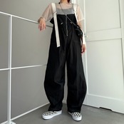 wide suspenders color stitch salopette PT/black