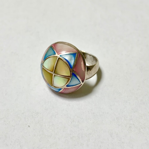 Vintage Shell Inlay Silver Ring Made In Thailand ②