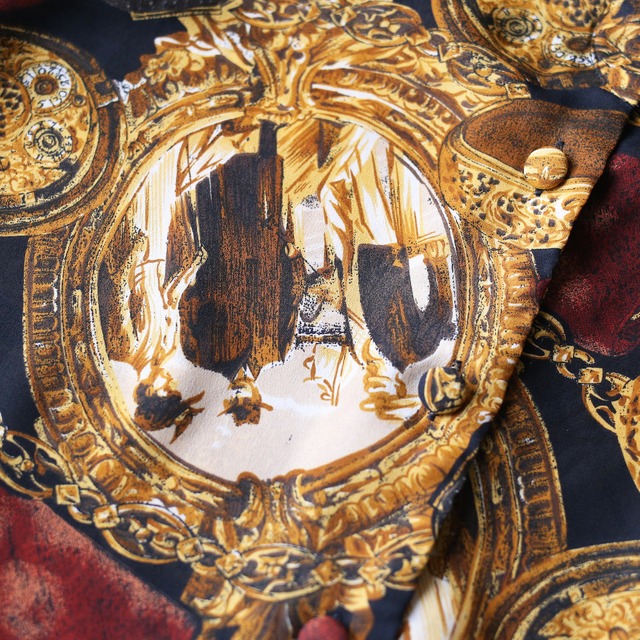 elegant scarf motif full pattern loose shirt