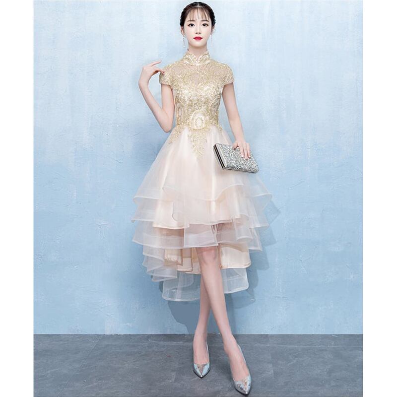 即纳 パーティードレス ワンピース 二次会 結婚式 演奏会 パーティー エレガント スタンドネック 半袖ブ アシンメトリー 大きいサイズ Xs S M L Ll 3l アシンメトリー チュール ゴールド フィッシュテールドレス 刺繍入り Elegant 即纳 パーティードレス ワンピース 二次会 結婚式 演奏会 パーティー エレガント スタンドネック 半袖ブ アシンメトリー 大きいサイズ Xs S M L Ll 3l アシンメトリー チュール ゴールド フィッシュテールドレス 刺繍入り Elegant