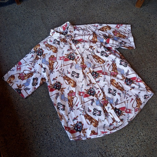 ゴルフ柄 ボタンダウンシャツ used [107056]