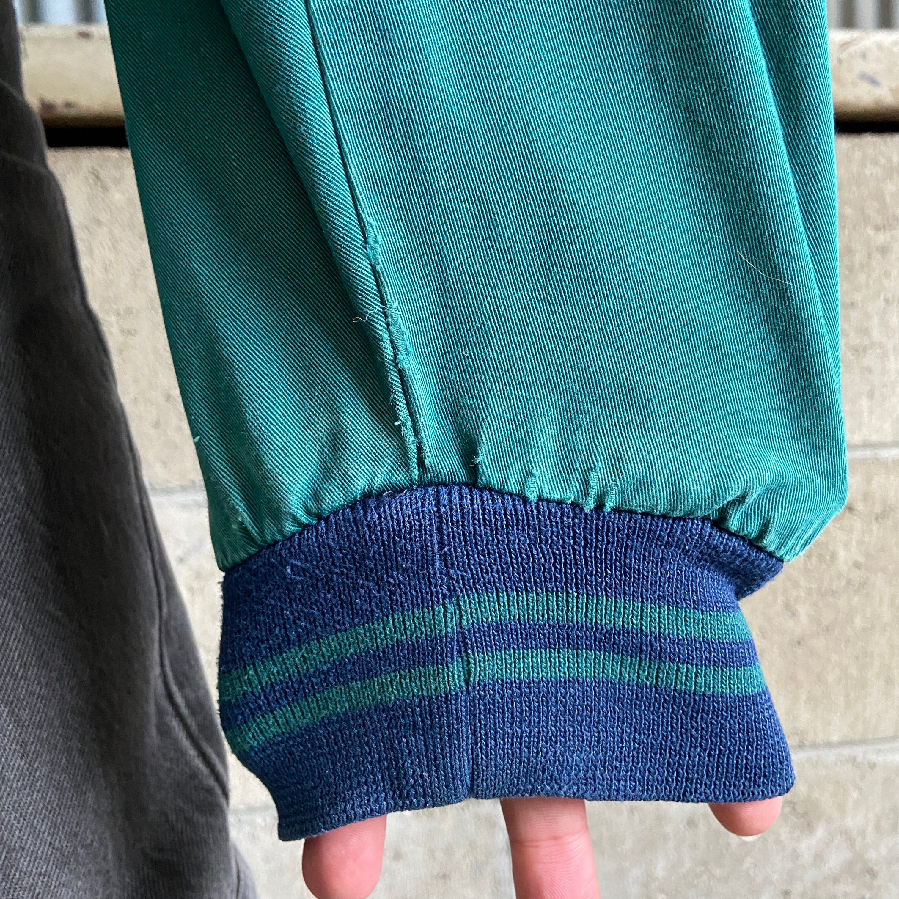 90年代 LUNA PIER ”Old Lady” ワンポイントロゴ刺繍 デニムスタジャン メンズL 古着 デニムジャケット 袖切替 90s