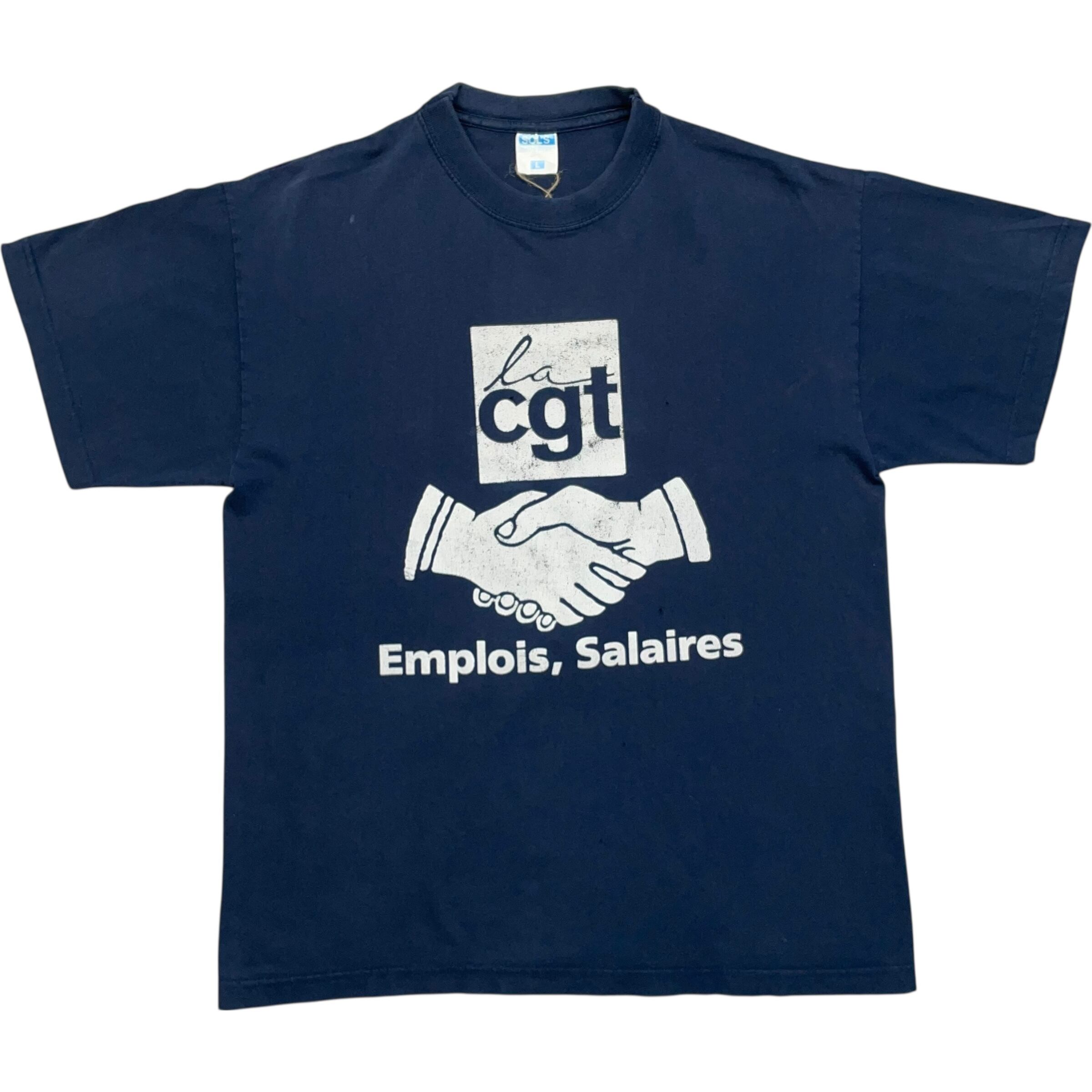 《L》SOL’S Tシャツ フランス労働総同盟 CGT フロントプリント ネイビー no.8726