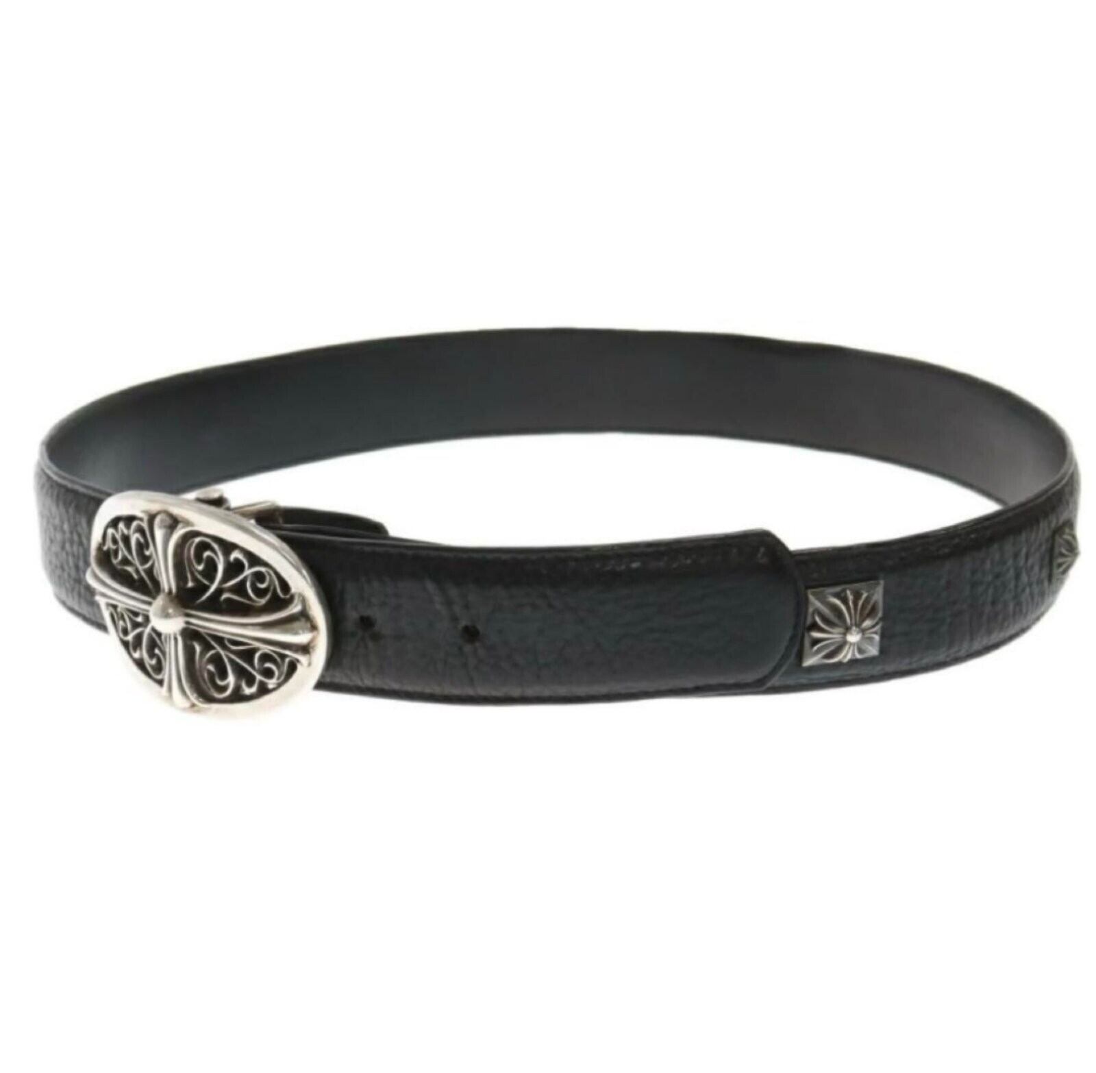 CHROME HEARTS クロムハーツ クラシックオーバル クロスバックル ピラミッド スタッズベルト