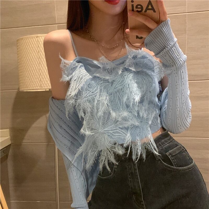 スタイルサマーレースニットカーディガン 夏物 ハンチェンe66639169868