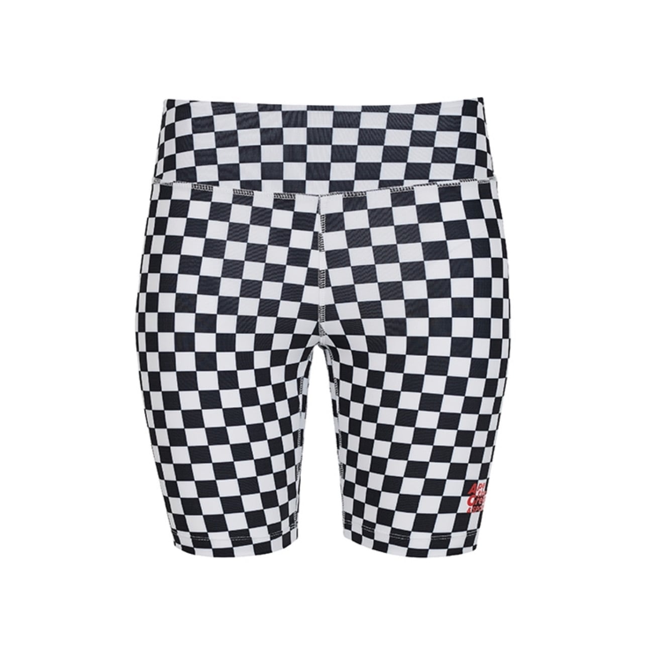 black and white checkered biker shorts