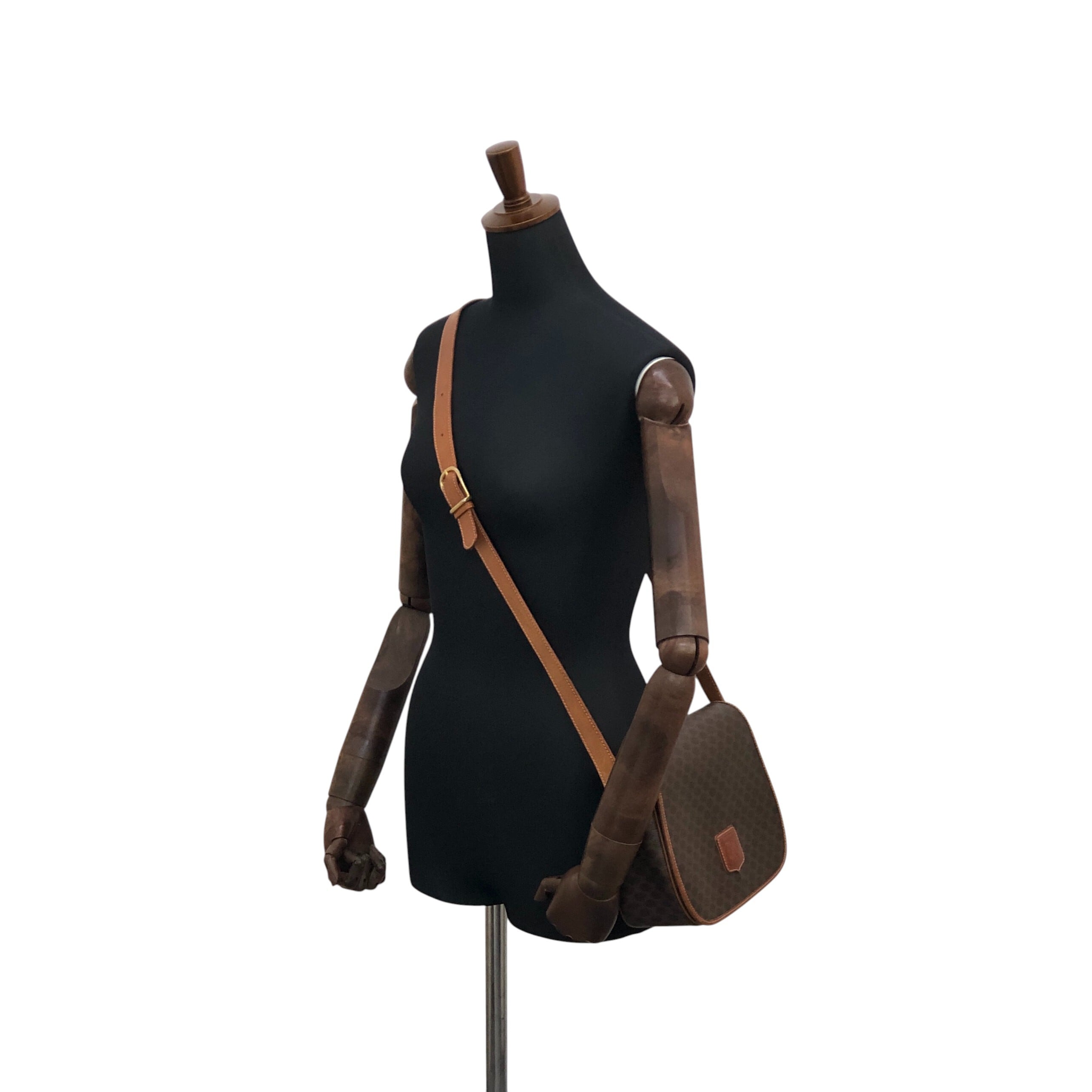 CELINE セリーヌ マカダム ショルダーバッグ ブラウン ブラゾン型押し