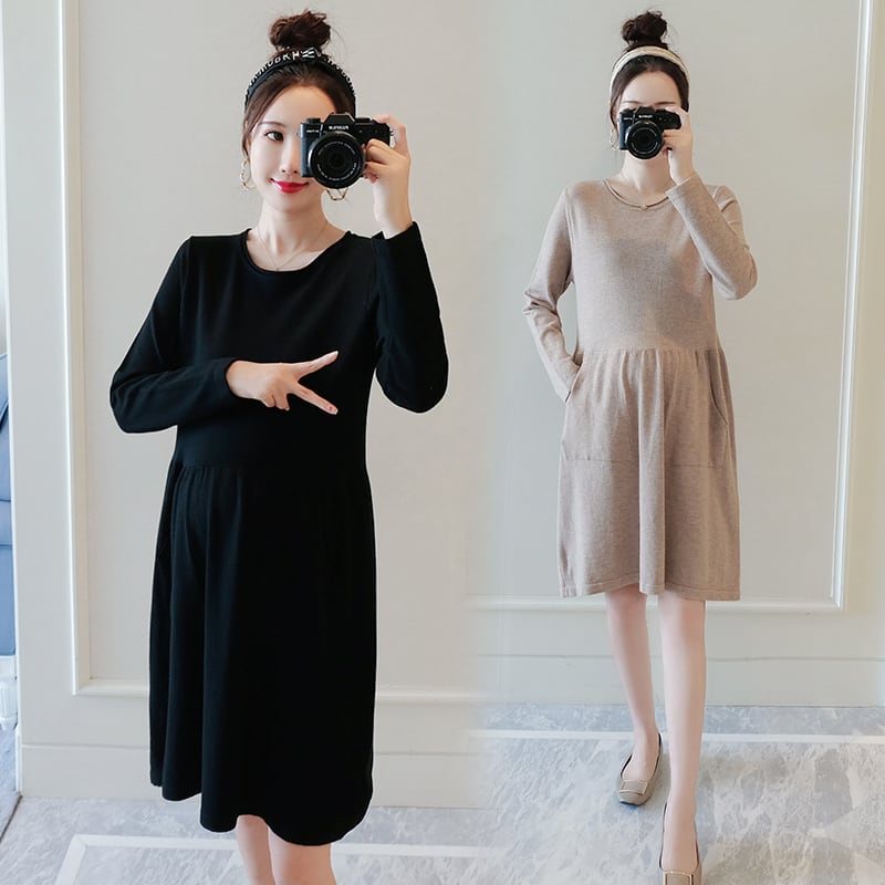 【新作】【送料無料】 189＃秋冬ニットマタニティセータードレスプラスサイズゆったりとした服妊娠中の女性妊娠 大きめサイズ オータム 秋物 ウィンター 冬物 AL expec48347501403