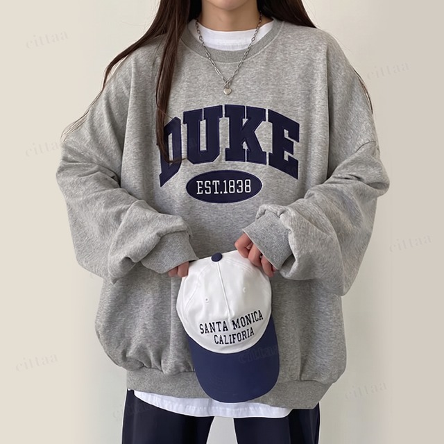 【即納】Y-5138　2026秋新作♡DUKE刺繍ロゴスウェット　グレー　1013