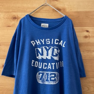 【JCREW】NYC ヴィンテージ 加工 プリントTシャツ XL ブルー US古着