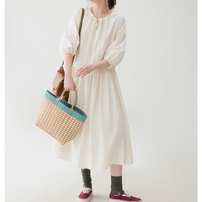 リボンタイギャザーワンピース M2071