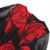 【美品 社交ダンス衣装】ワンピース ドレス Da Vistosa ドニャヴィストーサ 赤 黒 ブラック レッド 花柄 ラインストーン 薔薇