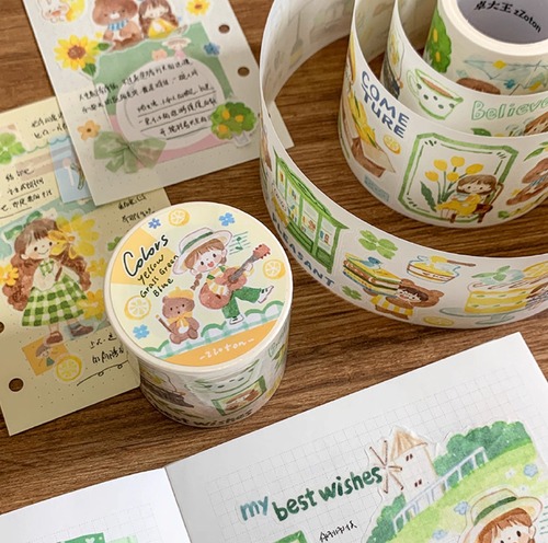 MO708｜Molinta【Colors Yellow Grass Green Blue - 配色系列】型抜き マスキングテープ