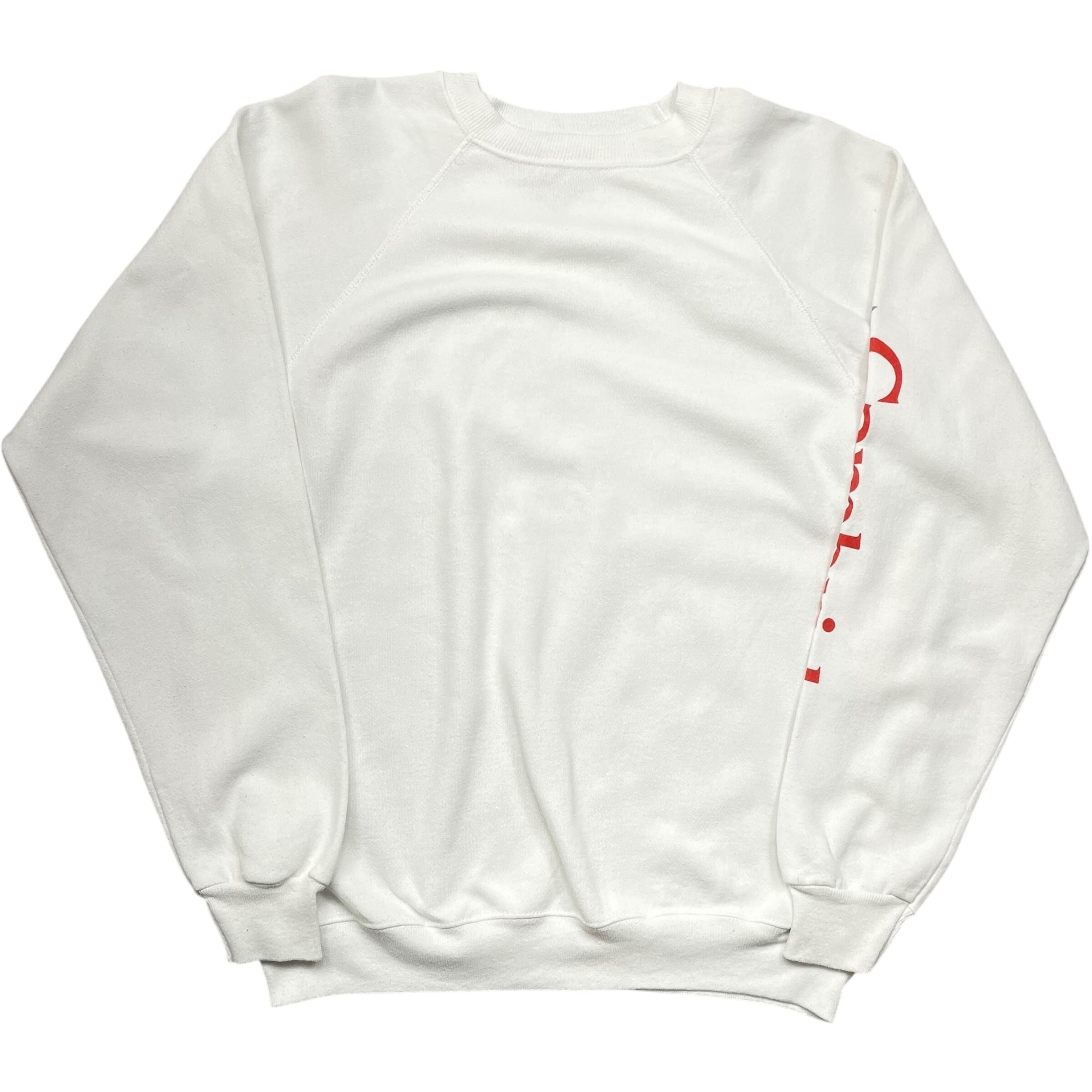 《XL》Hanes ヘインズ 袖プリント スウェット ラグランスリーブ ホワイト USA製 90年代 vintage no.6174