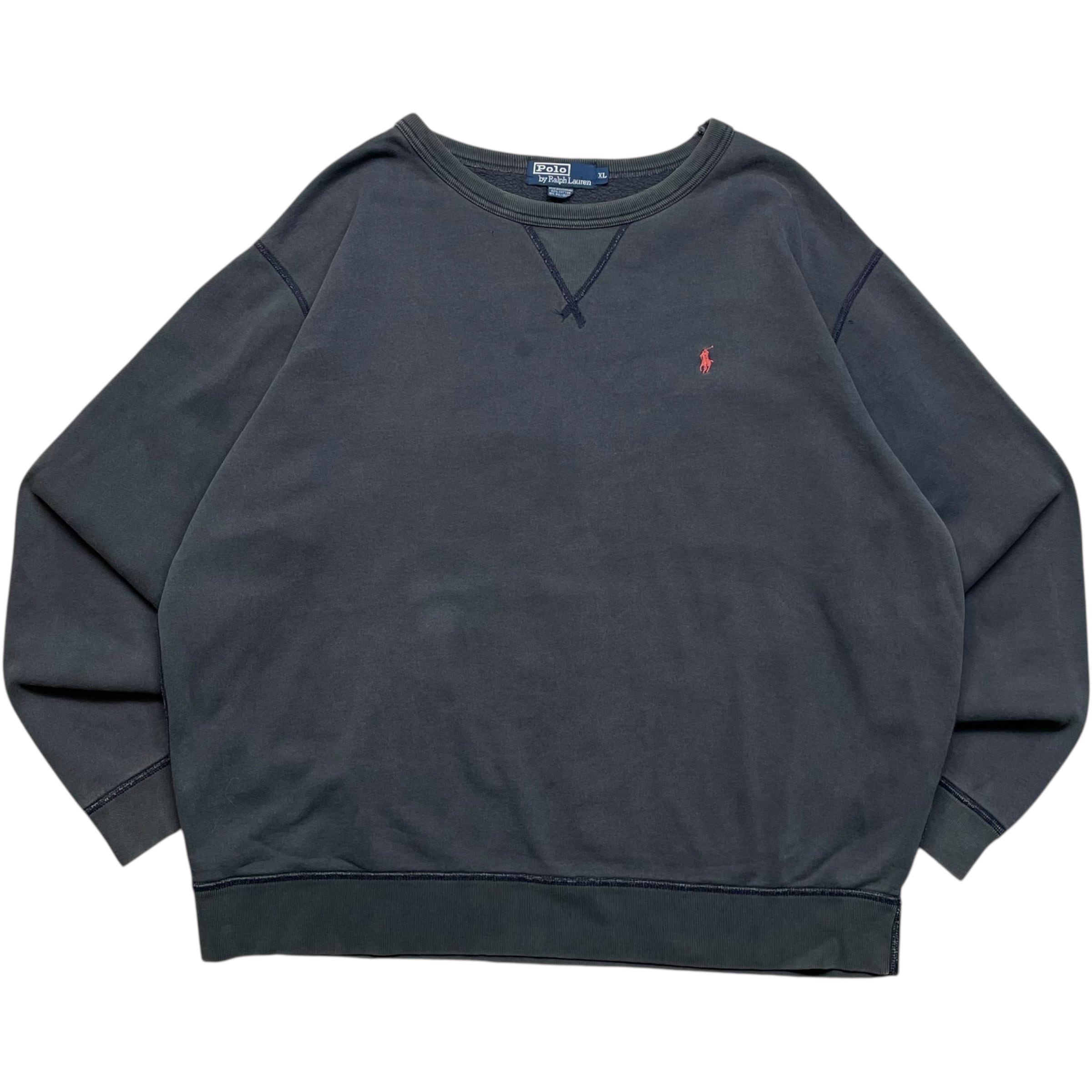 《XL》 Polo by Ralph Lauren ポロバイラルフローレン スウェット ポニー ワンポイント フェード ブラック 90年代 vintage no.9062