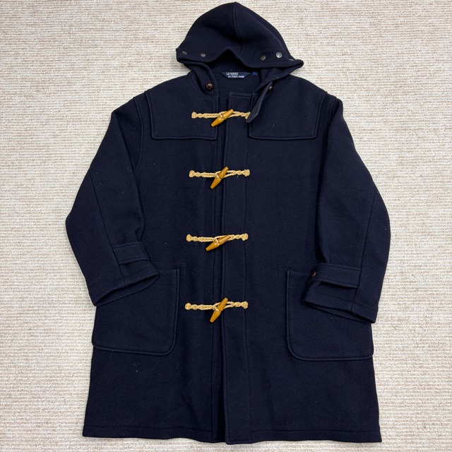 RALPH LAUREN WOOL DUFFLE COAT NAVY 1990'S OLD