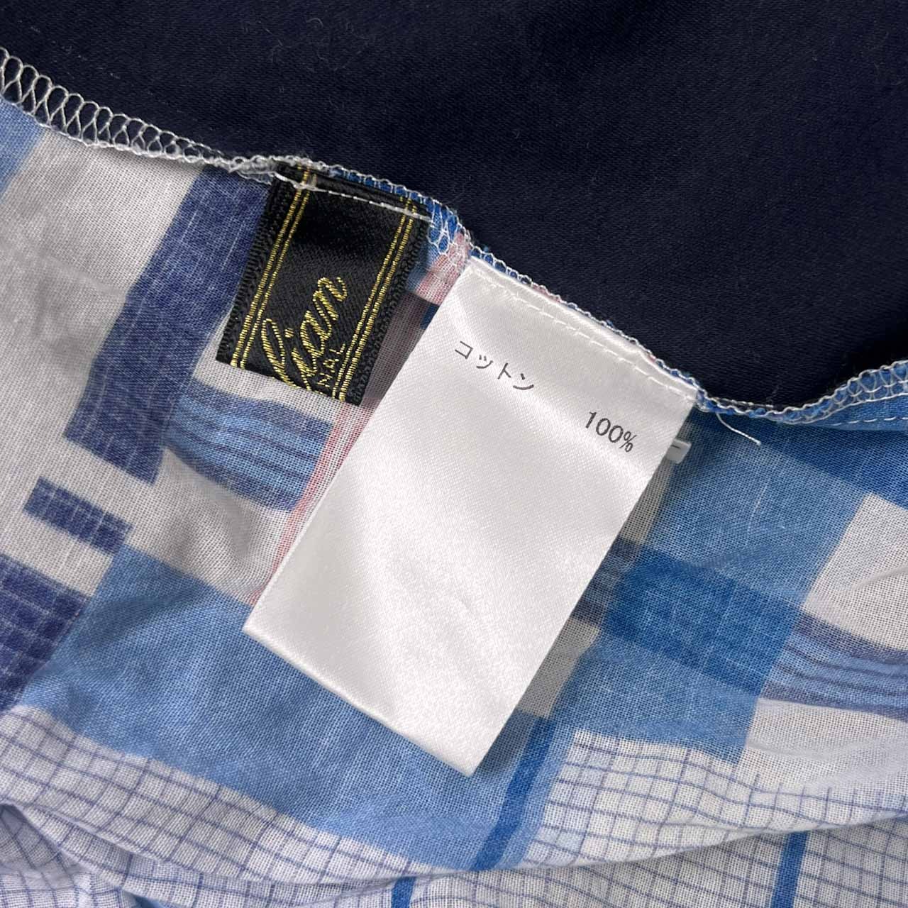 Leilian レリアン 切替 チェック 半袖シャツ カットソー 13/ネイビー系 レディース