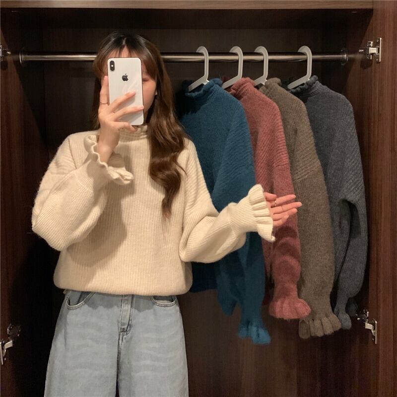 セーター ルーズウィンタースタイルレーストップス ロング 冬物 YY-ファッション53072160399