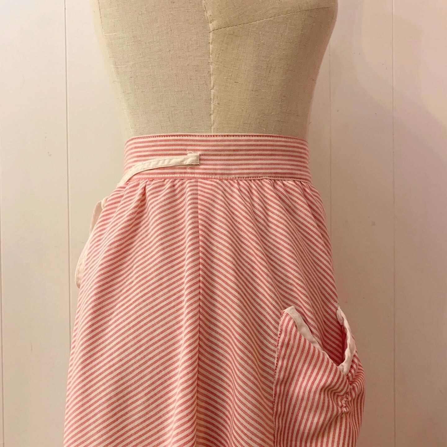 red white stripe cotton gather skirt