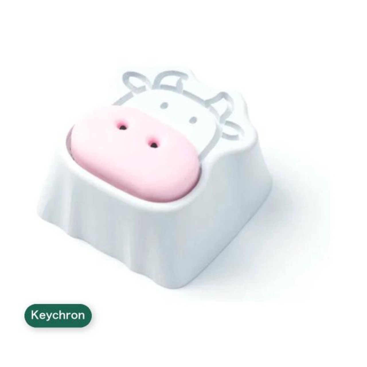 Keychron / かわいい牛 アルミ合金製 アーティザンキーキャップ / ホワイト