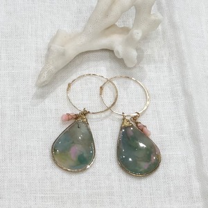 Re.circle accessory  (大) 14kgf フープピアス　海洋プラスチックをアップサイクルしたアクセサリー　サンゴパーツ　