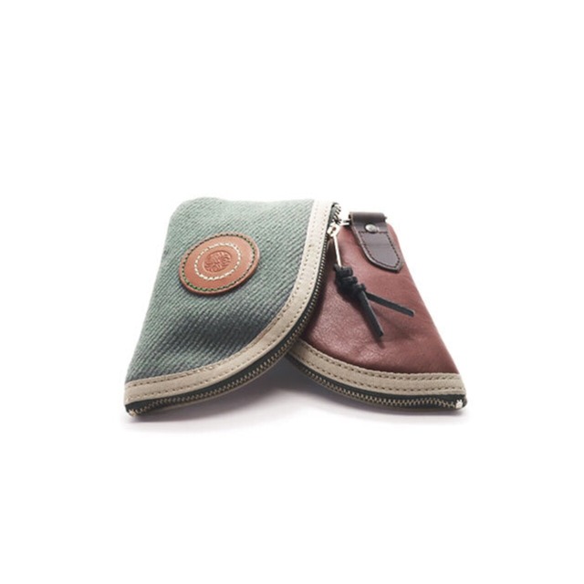 ミニ財布：Harf & Harf knife-shape pocket wallet |フォギーブルー ＆ バーガンディ レザー