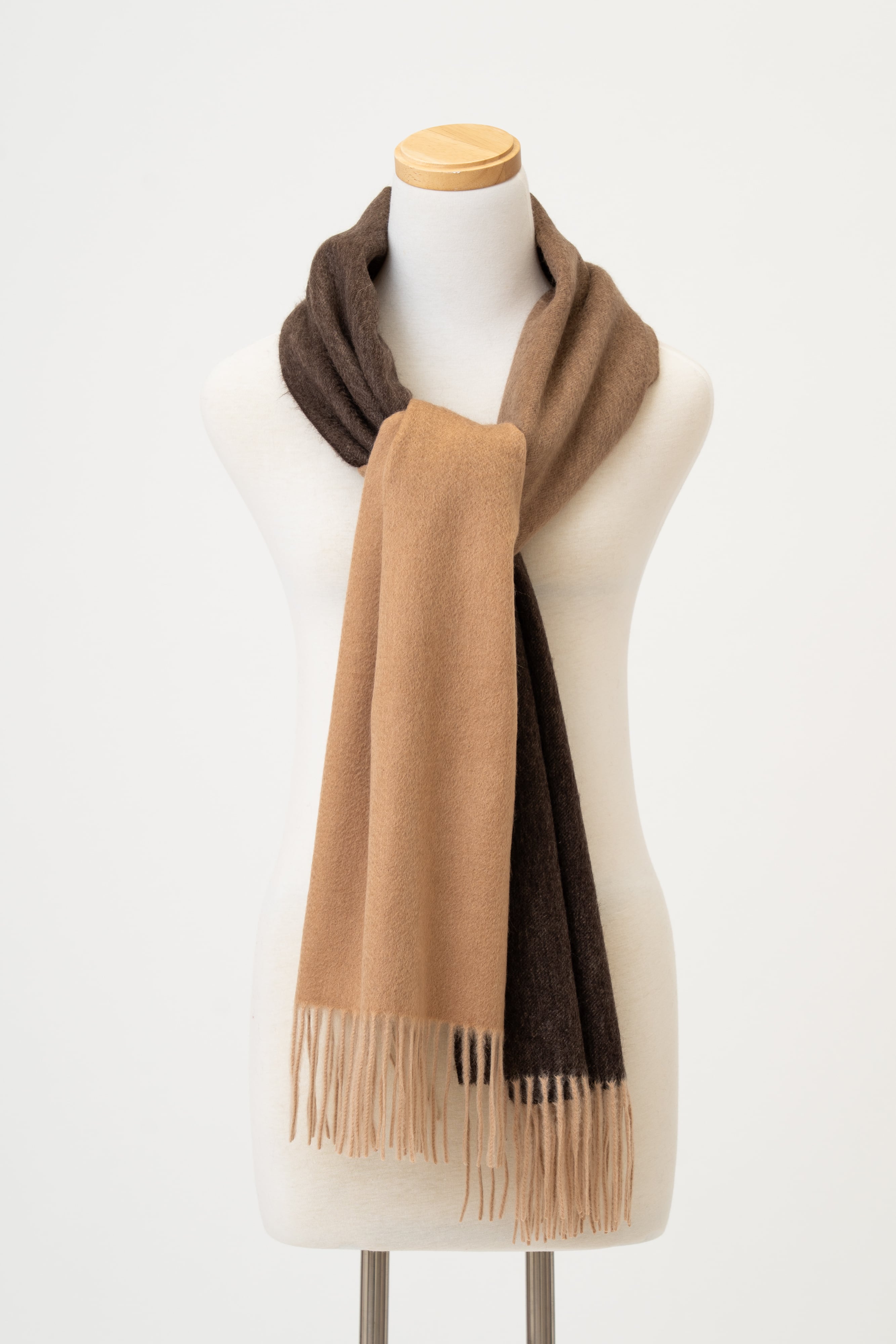 Konoe - コノエ/へーゼルベージュ 大判ストールカシミヤ100% 幅60cm×縦