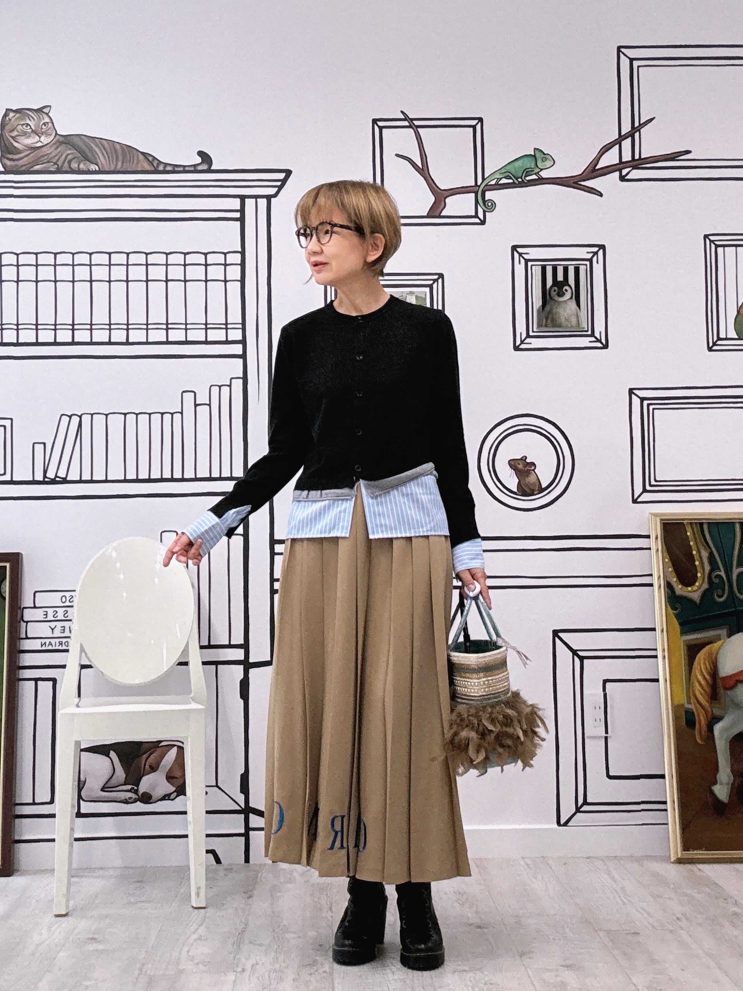 デザインニットカーディガン