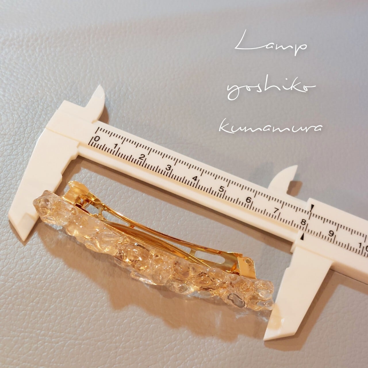 ヘアー バレッタ 天然石 クリスタル 水晶 ゴールド クリア 氷