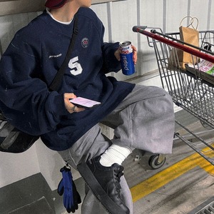 ダーティー加工ネイビースポーツスウェット　1113