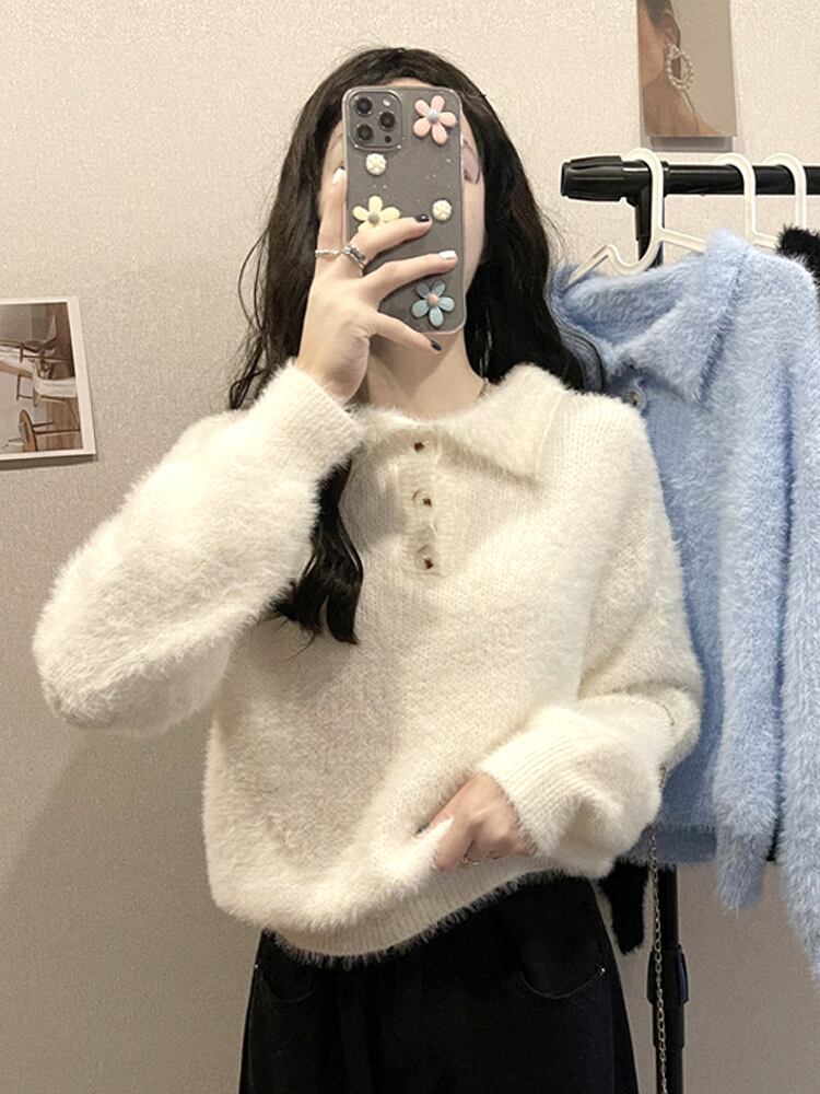 セーター オータムウィンターショートニットトップス 秋物 冬物 試着室21854724781